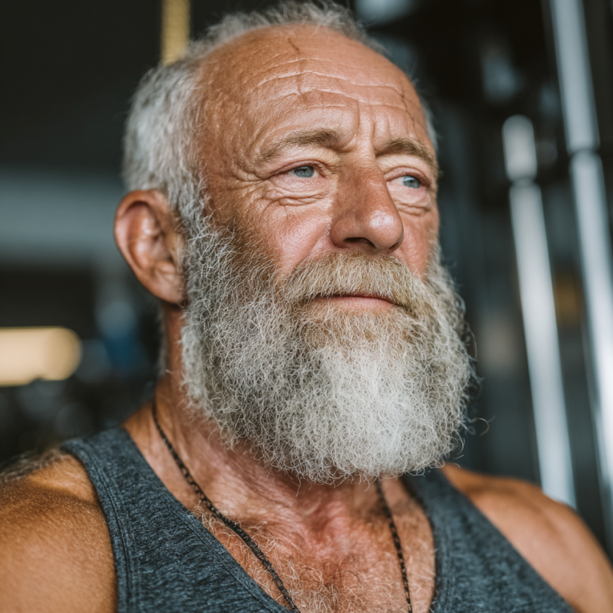 Grup de seniori zâmbitori practicând exerciții în aer liber, demonstrând energia și bucuria de a fi activi